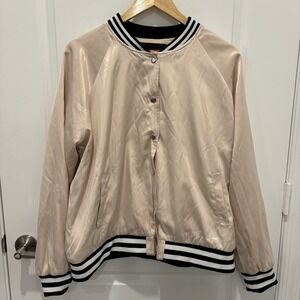 Forever 21 | Plush Pink Bomber Varsity Satin Jacket Size XL Streetwear
